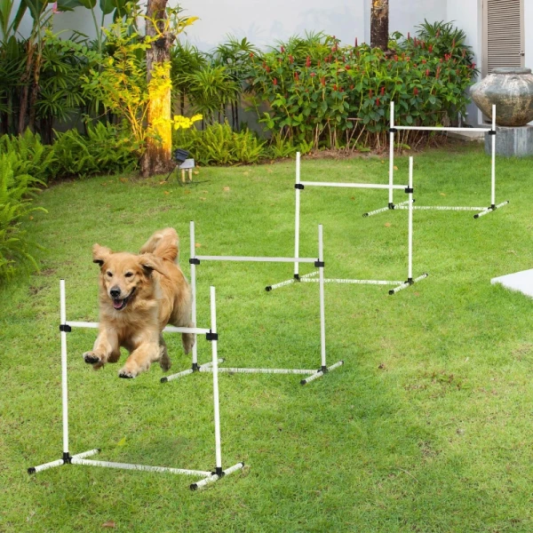  Agility Hurdle Set Slalompalen Hondentrainingsset 4 X Horden, Kunststof, Wit, 99x65x94cm 2