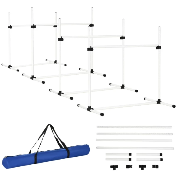 Agility Hurdle Set Slalompalen Hondentrainingsset 4 X Horden, Kunststof, Wit, 99x65x94cm 1