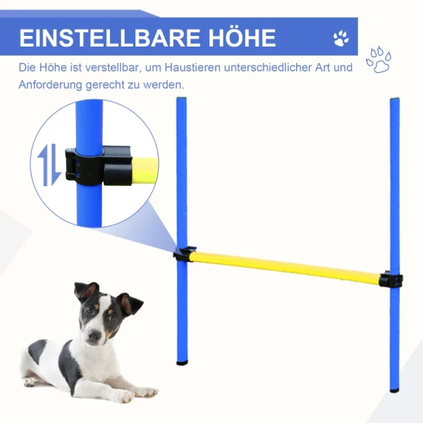  Agility Oefenset Slalomhorde Tunnel Hond Sport Trainingsveld PE+Polyester Blauw+Geel 5