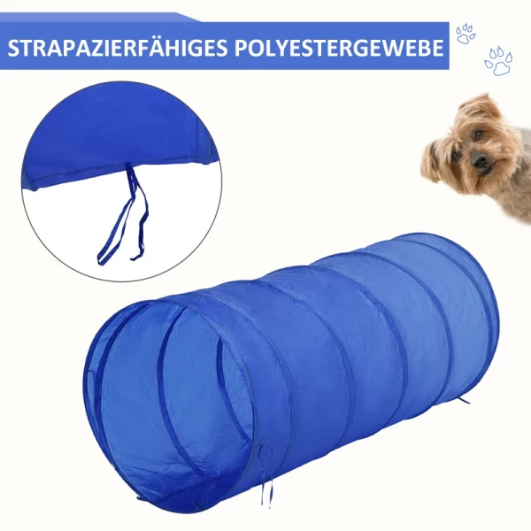  Agility Oefenset Slalomhorde Tunnel Hond Sport Trainingsveld PE+Polyester Blauw+Geel 6