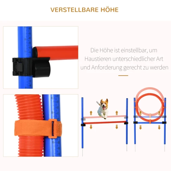  Agility-trainingsapparatuur Voor Honden, Agility-oefenset, Agility-set Voor Honden, Springring Voor Hondenslalom, 3-in-1 Trainingsveld Voor Hondensport, Blauw+rood 5