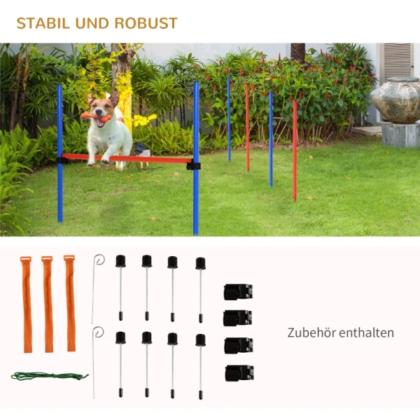  Agility-trainingsapparatuur Voor Honden, Agility-oefenset, Agility-set Voor Honden, Springring Voor Hondenslalom, 3-in-1 Trainingsveld Voor Hondensport, Blauw+rood 6