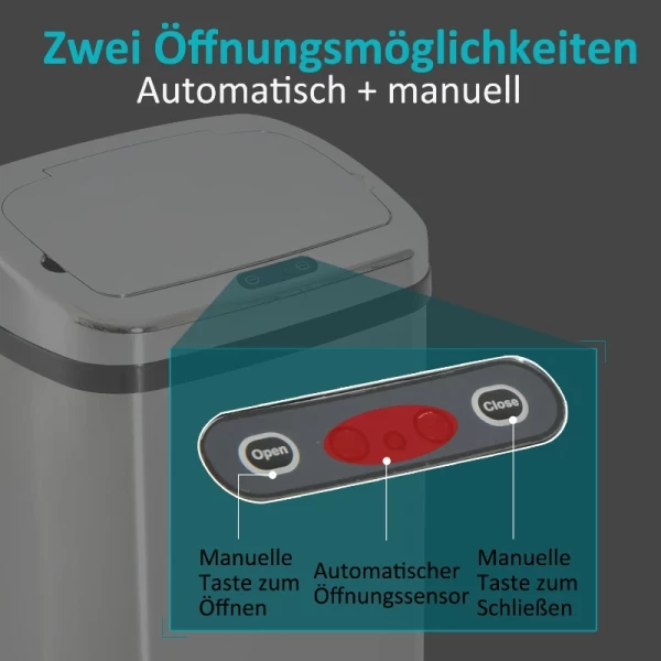  Automatische Afvalbak Met Sensor Afvalbak Keuken RVS 50/68L Zilver (50L) 5