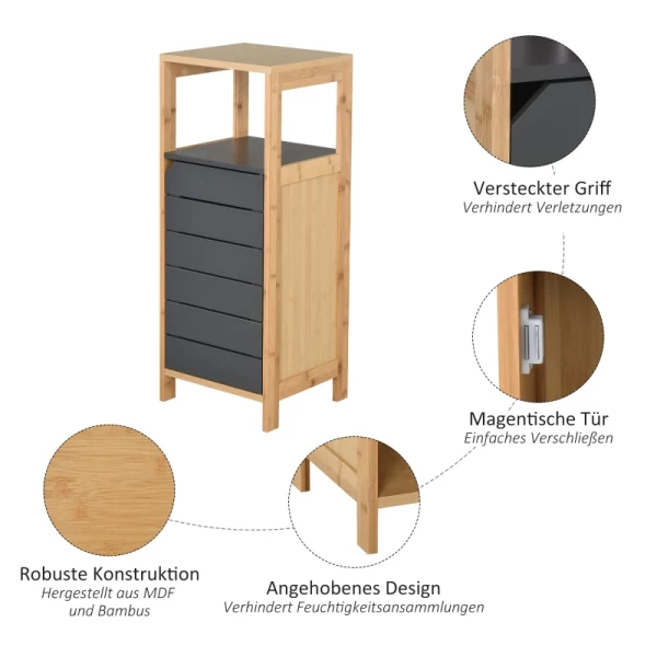 ® Badkamermeubel, Multifunctionele Kast, 3 Niveaus, Verstelbaar, Grijs 4