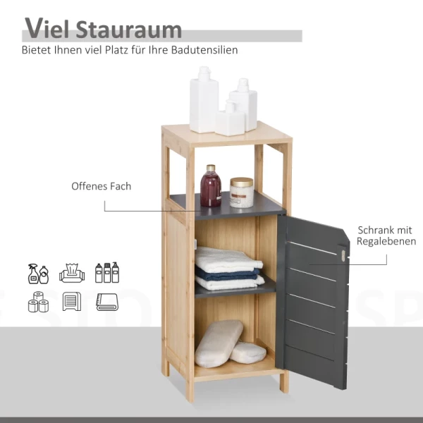 ® Badkamermeubel, Multifunctionele Kast, 3 Niveaus, Verstelbaar, Grijs 5