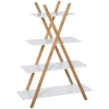  Badkamerplank Staande Plank 4 Niveaus Trapplank Ladderplank Badkamer Bamboe Natuur + Wit 80 X 33 X 109 Cm 1