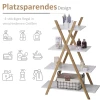  Badkamerplank Staande Plank 4 Niveaus Trapplank Ladderplank Badkamer Bamboe Natuur + Wit 80 X 33 X 109 Cm 5