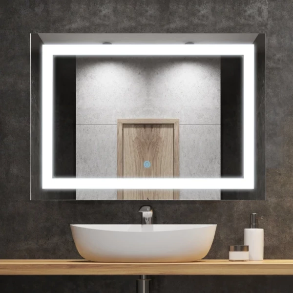  Badkamerspiegel Met Verlichting, Badkamerspiegel Voor Wandmontage, LED-spiegel, Wandspiegel, Lichtspiegel, Zilver, 70 X 50 X 4 Cm 2