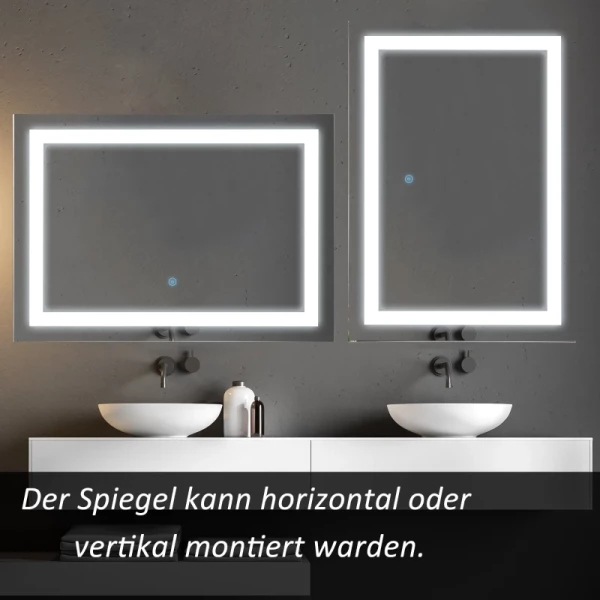  Badkamerspiegel Met Verlichting, Badkamerspiegel Voor Wandmontage, LED-spiegel, Wandspiegel, Lichtspiegel, Zilver, 70 X 50 X 4 Cm 4