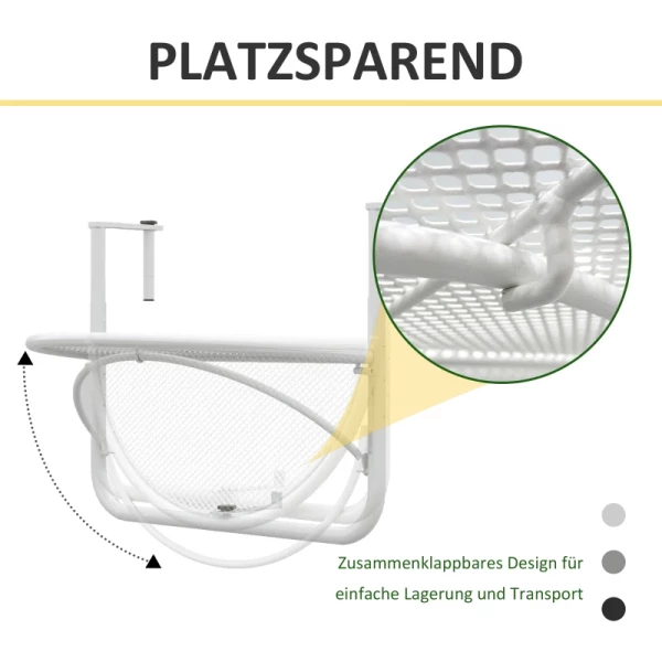  Balkon Hangtafel Hangtafel Tuintafel In Hoogte Verstelbaar Halfrond Ø30 Cm Terras Metaal Wit L60 X B45 X H50 Cm 5