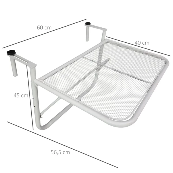  Balkon Hangtafel Tuintafel In Hoogte Verstelbaar Vierkant Terras Metaal Wit L60 X B56,5 X H45 Cm 3