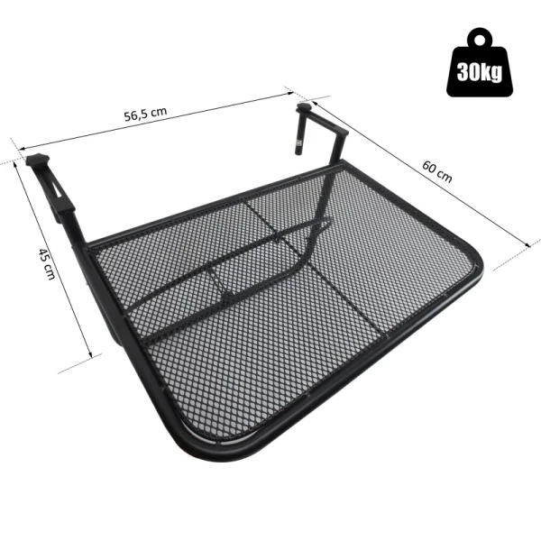  Balkonhangtafel Tuintafel In Hoogte Verstelbaar Vierkant Terras Metaal Zwart L60 X B56,5 X H45 Cm 3