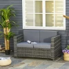  Bank Van Polyrotan Met Kussens 2-zits Tuinloungebank Metaal Polyester Grijs 130 X 70 X 80 Cm 2