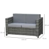  Bank Van Polyrotan Met Kussens 2-zits Tuinloungebank Metaal Polyester Grijs 130 X 70 X 80 Cm 3