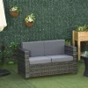  Bank Van Polyrotan Met Kussens 2-zits Tuinloungebank Metaal Polyester Grijs 130 X 70 X 80 Cm 10