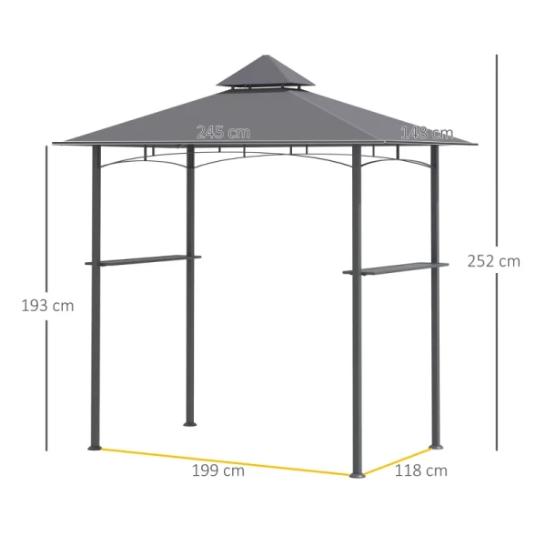  Barbecue Paviljoen Tuintent Barbecue Paviljoen Balkon Paviljoen Vlamvertragend Dubbel Dak Grijs 245 X 148 X 252 Cm 3