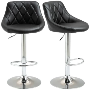  Barkruk Set Van 2 Draaistoelen Barkrukken In Hoogte Verstelbare Barkruk Zonder Armleuningen Zwart 46,5 X 48 X 84,5-106,5 Cm 1