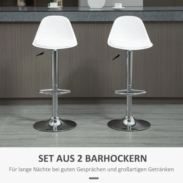  Barkruk Set Van Twee, In Hoogte Verstelbaar, Draaibaar, 40 X 42 X 82-104 Cm, Kunstleer, Wit 4