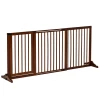  Barrière Hondendeur Poort Houten Veiligheidshek Vrijstaand Hondenpoort Met Deur Hondenbarrière Configuratie Poort Bruin 113-166 X 36 X 71 Cm 1