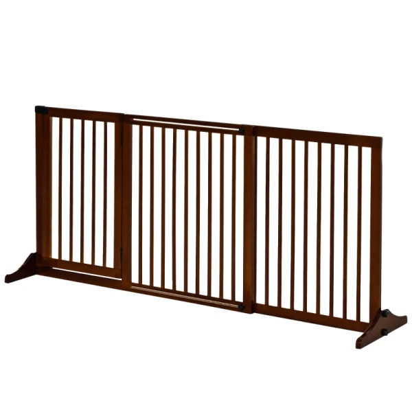  Barrière Hondendeur Poort Houten Veiligheidshek Vrijstaand Hondenpoort Met Deur Hondenbarrière Configuratie Poort Bruin 113-166 X 36 X 71 Cm 10