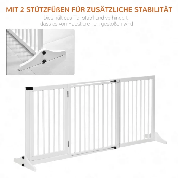  Barrière Hondendeur Poort Houten Veiligheidshek Vrijstaand Hondenpoort Met Deur Hondenbarrière Configuratie Poort Wit 113-166 X 36 X 71 Cm 5