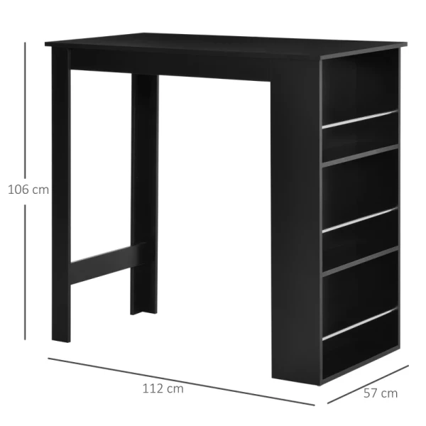  Bartafel Moderne Eettafel Bureau Met 3 Planken Zwart Spaanplaat 112 X 57 X106 Cm 3