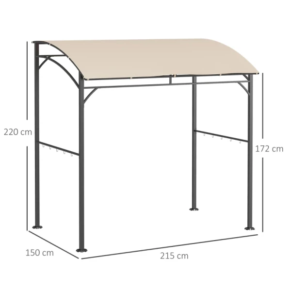  BBQ Paviljoen BBQ-luifel Regenhoes Gereedschapshaak Stalen Frame Grijs 215 X 150 X 172/220 Cm 3