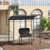  BBQ Paviljoen BBQ-luifel Regenhoes Gereedschapshaak Stalen Frame Grijs 215 X 150 X 174/220 Cm 2