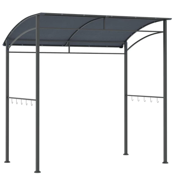 BBQ Paviljoen BBQ-luifel Regenhoes Gereedschapshaak Stalen Frame Grijs 215 X 150 X 174/220 Cm 1