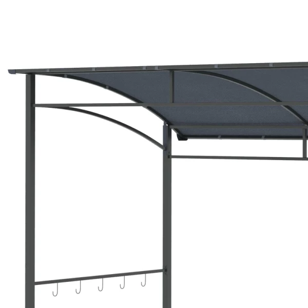  BBQ Paviljoen BBQ-luifel Regenhoes Gereedschapshaak Stalen Frame Grijs 215 X 150 X 174/220 Cm 8