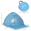  Beach Shelter Strandtent Werptent Pop-up Tent Kampeertent Automatisch Polyester Blauw 200 X 150 X 119 Cm 3