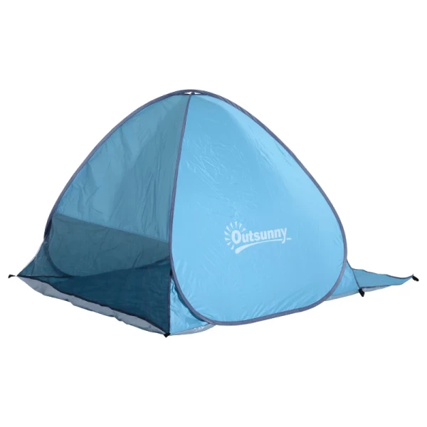  Beach Shelter Strandtent Werptent Pop-up Tent Kampeertent Automatisch Polyester Blauw 200 X 150 X 119 Cm 10