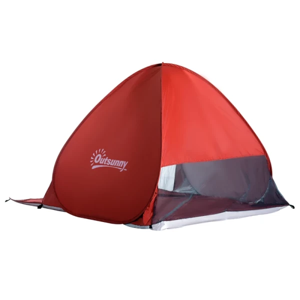  Beach Shelter Strandtent Werptent Pop-up Tent Kampeertent Automatisch Polyester Rood 200 X 150 X 119 Cm 11