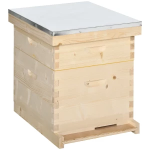  Bijenkorf Bijenkorf Met 20 Frames Van Massief Hout Inclusief Behuizing Bijenteeltbenodigdheden Naturel 58,2 X 48 X 56,6 Cm 1