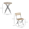  Bistroset 3-dlg. Opvouwbare Tuinset, Balkonset, Bistrotafel Met 2 Stoelen, Tuinmeubelen, Metaal, Grenenhout, Naturel 3