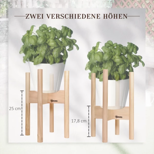  Bloemenstandaard Set Van 2 Houten Plantenstandaard Set Met Verschillende Hoogtes Bloemenkruk Bloempothouder Plantenkruk Voor Bloempot Naturel 5