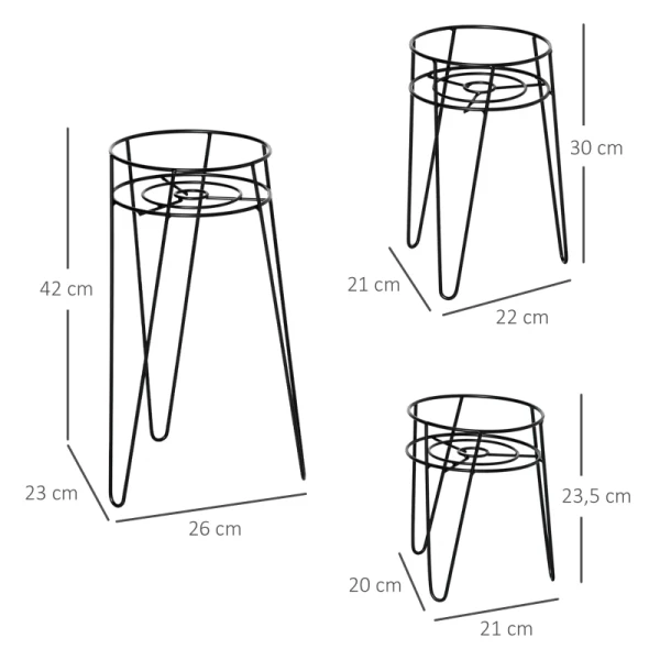  Bloemenstandaard Set Van 3 Metalen Plantenstandaard Set Bloemenkruk Bloempothouder Plantenkruk Voor Bloempotten Tot Ø16 Cm Zwart 3