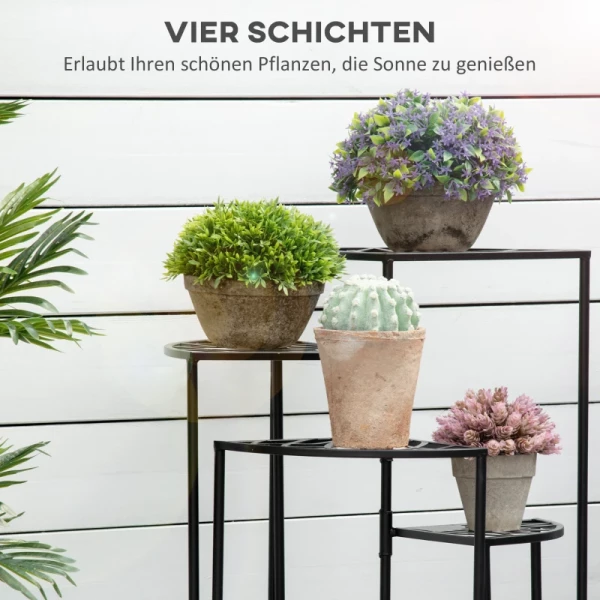  Bloementrap Plantenplank Plantenstandaard 4 Tier Vintage Design Balkon Tuin Zwart 4