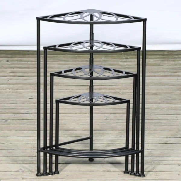  Bloementrap Plantenplank Plantenstandaard 4 Tier Vintage Design Balkon Tuin Zwart 9