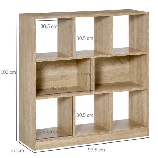  Boekenkast 3-laags Opbergrek Kantoorrekken Display Plank Voor Thuiskantoor Woonkamer Natuurlijke Spaanplaat 97,5 X 30 X 100 Cm 3