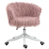  Boho-stijl Bureaustoel Roze Pluche 360 ​​graden Draaibaar In Hoogte Verstelbaar Roze + Wit 1