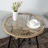  Boho Style Tuintafel PE Rotan Gehard Glas Weerbestendig 50cm X 50cm X 50cm Zwart + Bruin 8