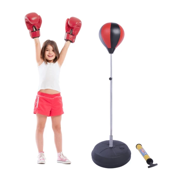  Boksbalset, Sta-box Trainingsset, 125/131/138/145 Cm, In Hoogte Verstelbaar Met 1 Paar Handschoenen, 1 Pomp, Geschikt Voor Professionals En Beginners, Zwart En Rood 2