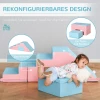  Bouwblokkenset, Set Van 2, Bouwblokken, Tafel- En Stoelenset, Glijbaan, Herconfigureerbaar Ontwerp, Bouwspeelgoed, Schuimblokken Voor 12-36 Maanden, Kinderen, Kunstleer, EPE, Roze+blauw, 147/86 X 49 X 47cm 6