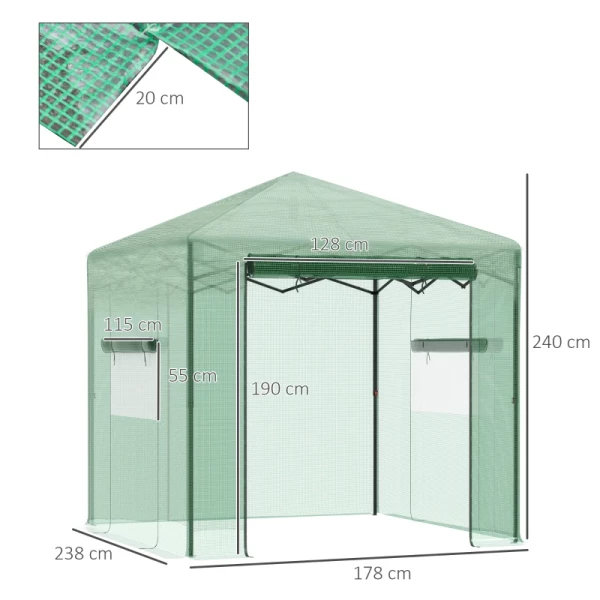  Broeikas Tomatenhuis Koud Frame Met Roldeur En Raam PE Staal Donkergroen 238 X 178 X 240 Cm 3