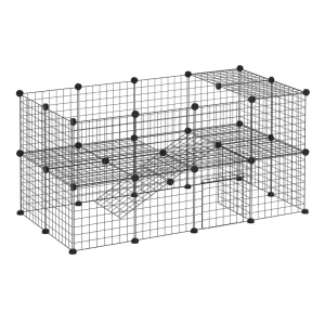  Buitenbox Kinderbox Doe-het-zelf Puppy Box Mesh Behuizing Voor Kleine Dieren Gemaakt Van Metalen Gaas Barrière Kleine Huisdieren Indoor Box 36 Panelen Zwart 146 X 73 X 73 Cm 1