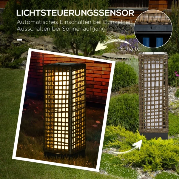  Buitenlamp, Tuinlamp, Op Zonne-energie, 8 Uur Brandtijd, Automatische Inschakeling, Rotan-look, 15,5 X 15,5 X 46 Cm 6