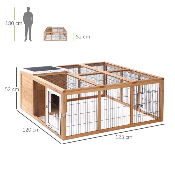  Buitenren Ren Voor Kleine Dieren Scharnierend Dak Weerbestendig 123cm X 120cm X 52cm Bruin 3