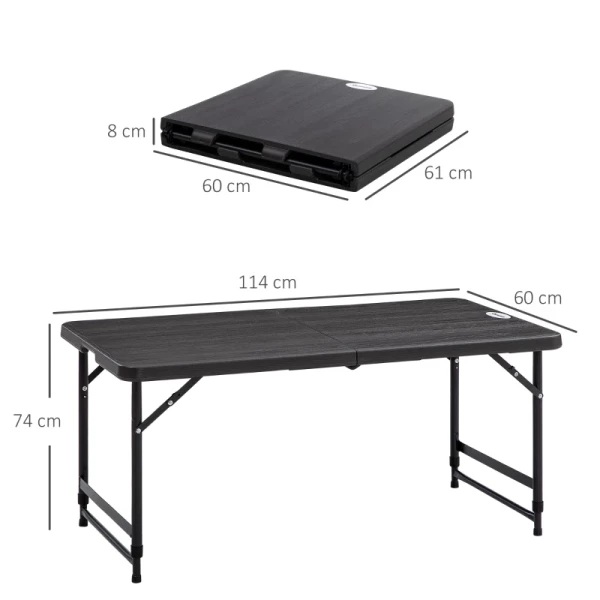  Buitentafel, Tuintafel, Voor 4 Personen, Opklapbaar, In Hoogte Verstelbaar, Houtlook, Grijs+zwart, 118 X 60 X 74 Cm 3