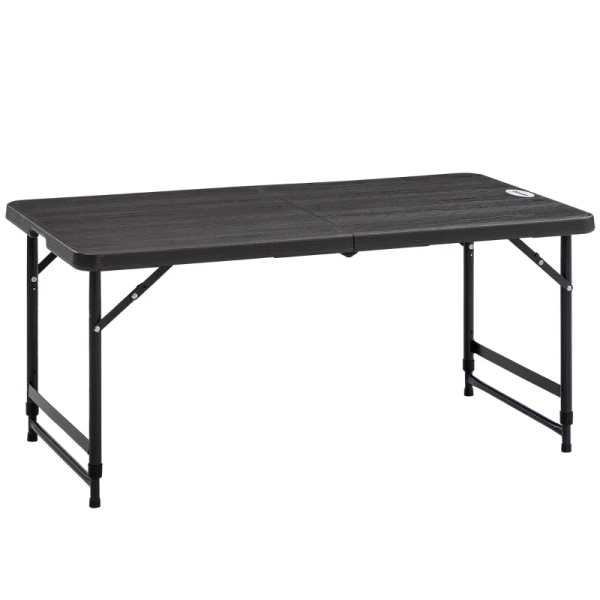 Buitentafel, Tuintafel, Voor 4 Personen, Opklapbaar, In Hoogte Verstelbaar, Houtlook, Grijs+zwart, 118 X 60 X 74 Cm 1